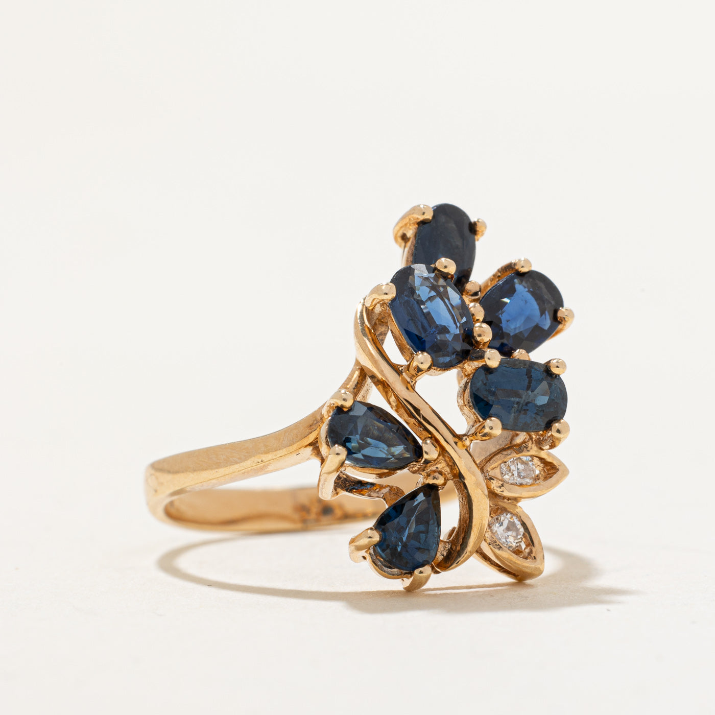Bague saphir et diamants | 1,50 ct, 0,01 ct | Taille 6 | 
