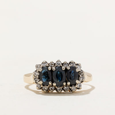 Sapphire & Diamond Halo Ring | 0.75ctw, 0.14ctw | SZ 6.5 |