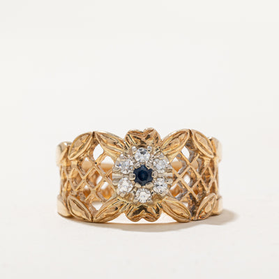 Sapphire & Diamond Halo Ring | 0.05ct, 0.08ctw | SZ 6 |
