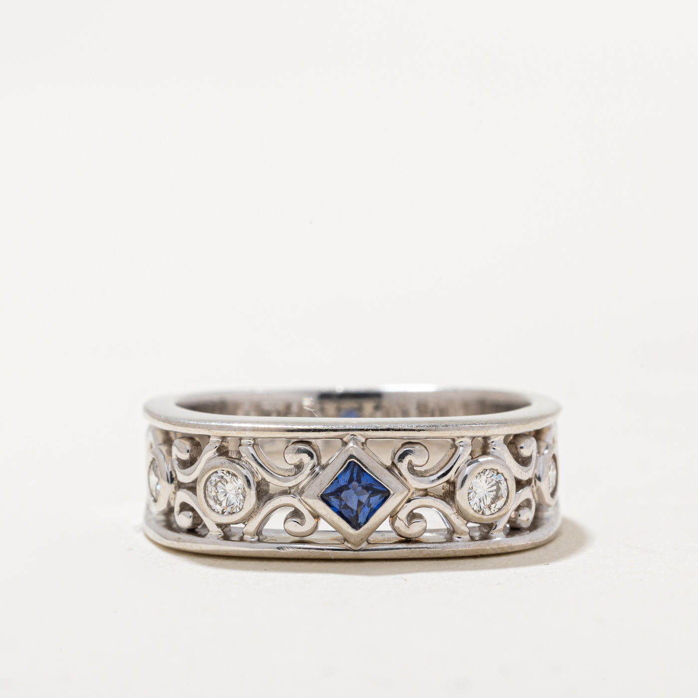 Sapphire & Diamond Soft Square Ring | 0.06ct, 0.10ctw | SZ 5.5 |