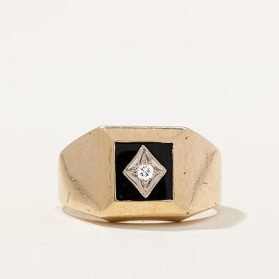 Onyx & Diamond Signet Ring | 0.50ct, 0.05ct | SZ 8.75 |