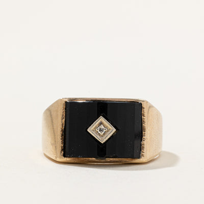 Onyx & Diamond Cocktail Ring | 3.65ct, 0.07ct | SZ 10.25 |