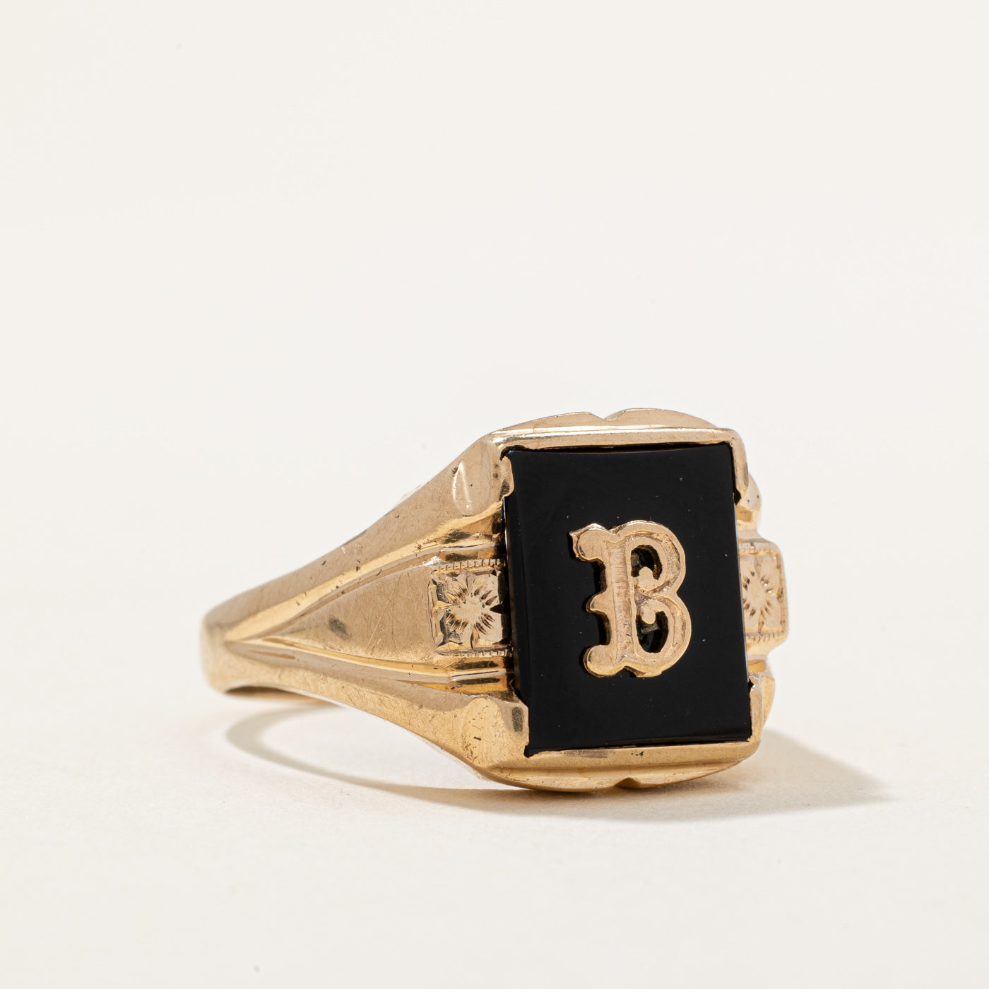 Onyx 'B' Signet Ring | 1.60ct | SZ 11 |