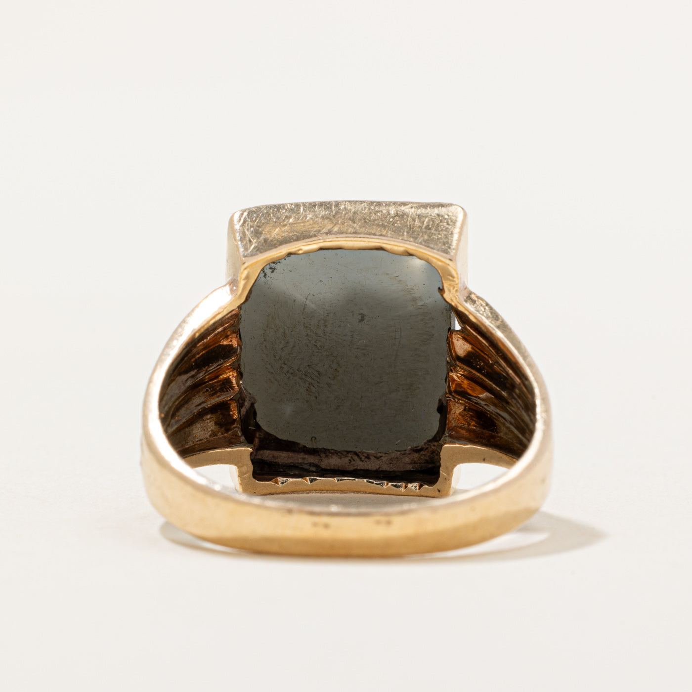 Carved Hematite Portrait Ring | 5.00ct | SZ 8.5 |