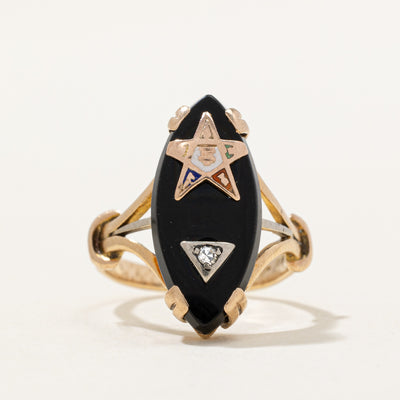 Onyx & Diamond Free Masons Ring | 3.00ct, 0.015ct | SZ 3 |