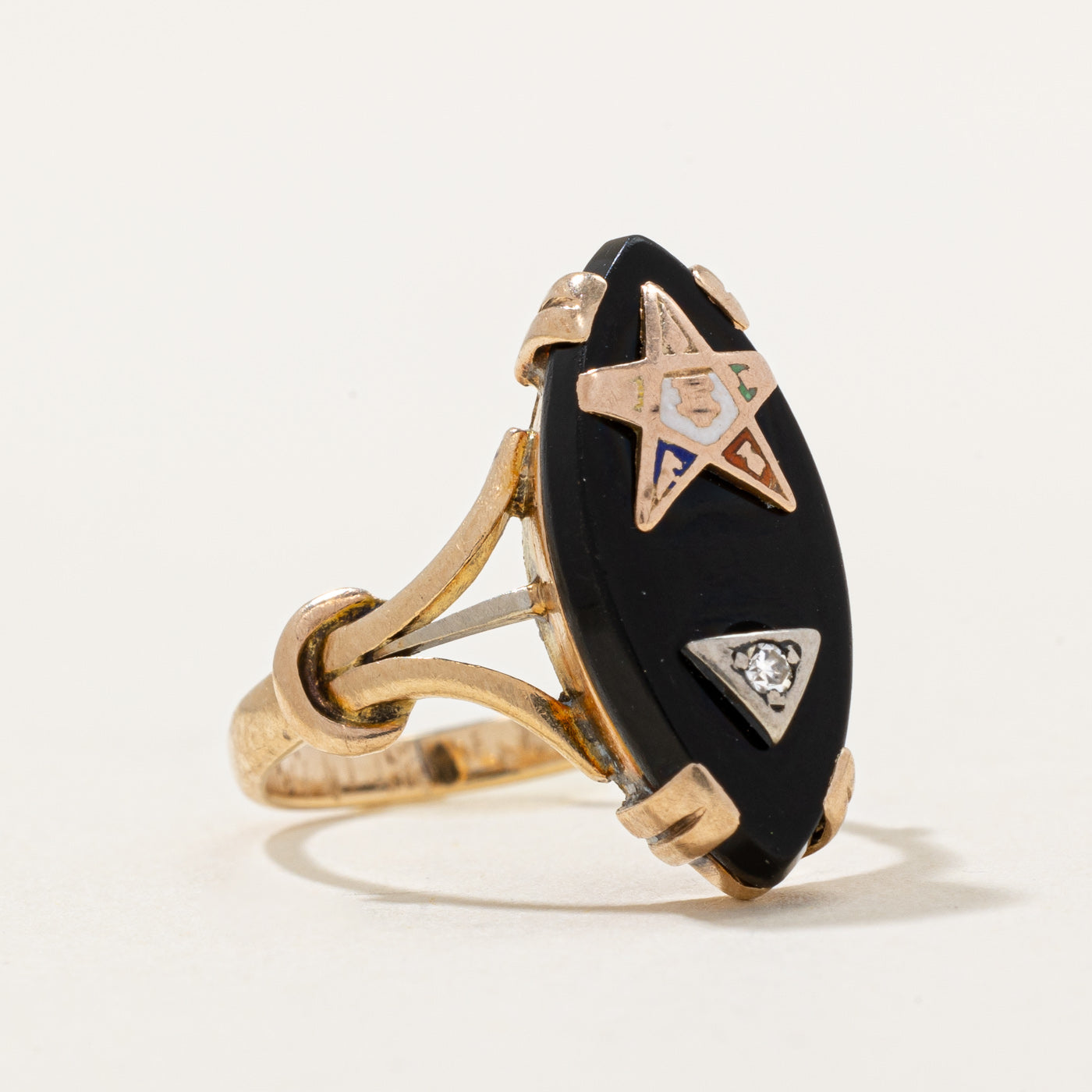 Onyx & Diamond Free Masons Ring | 3.00ct, 0.015ct | SZ 3 |
