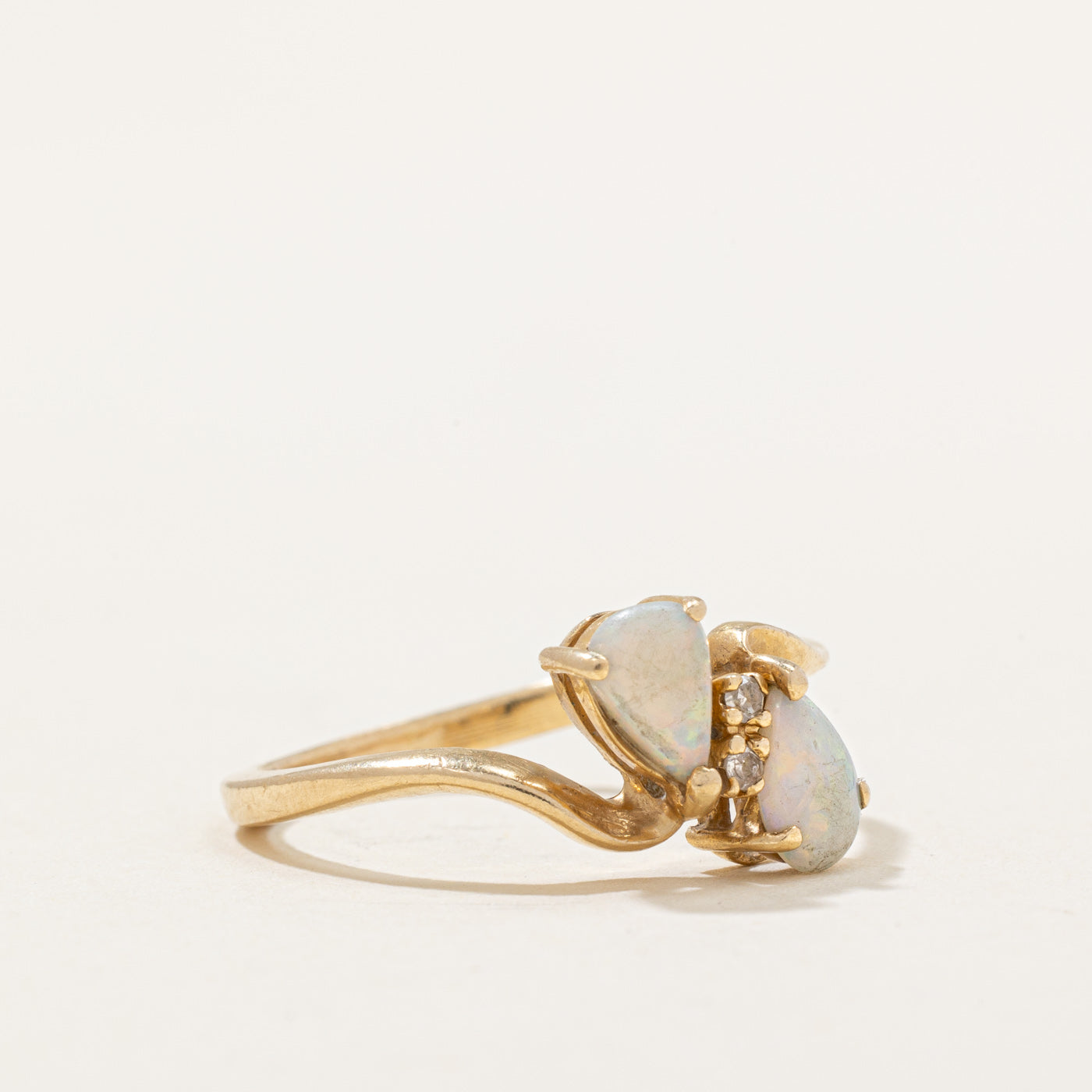Opal & Diamond Bypass Ring | 0.24ctw, 0.01ctw | SZ 7 |