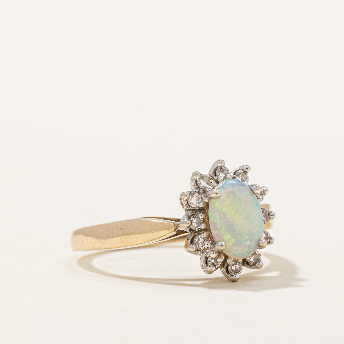 Opal & Diamond Halo Ring | 0.40ct, 0.06ctw | SZ 5 |