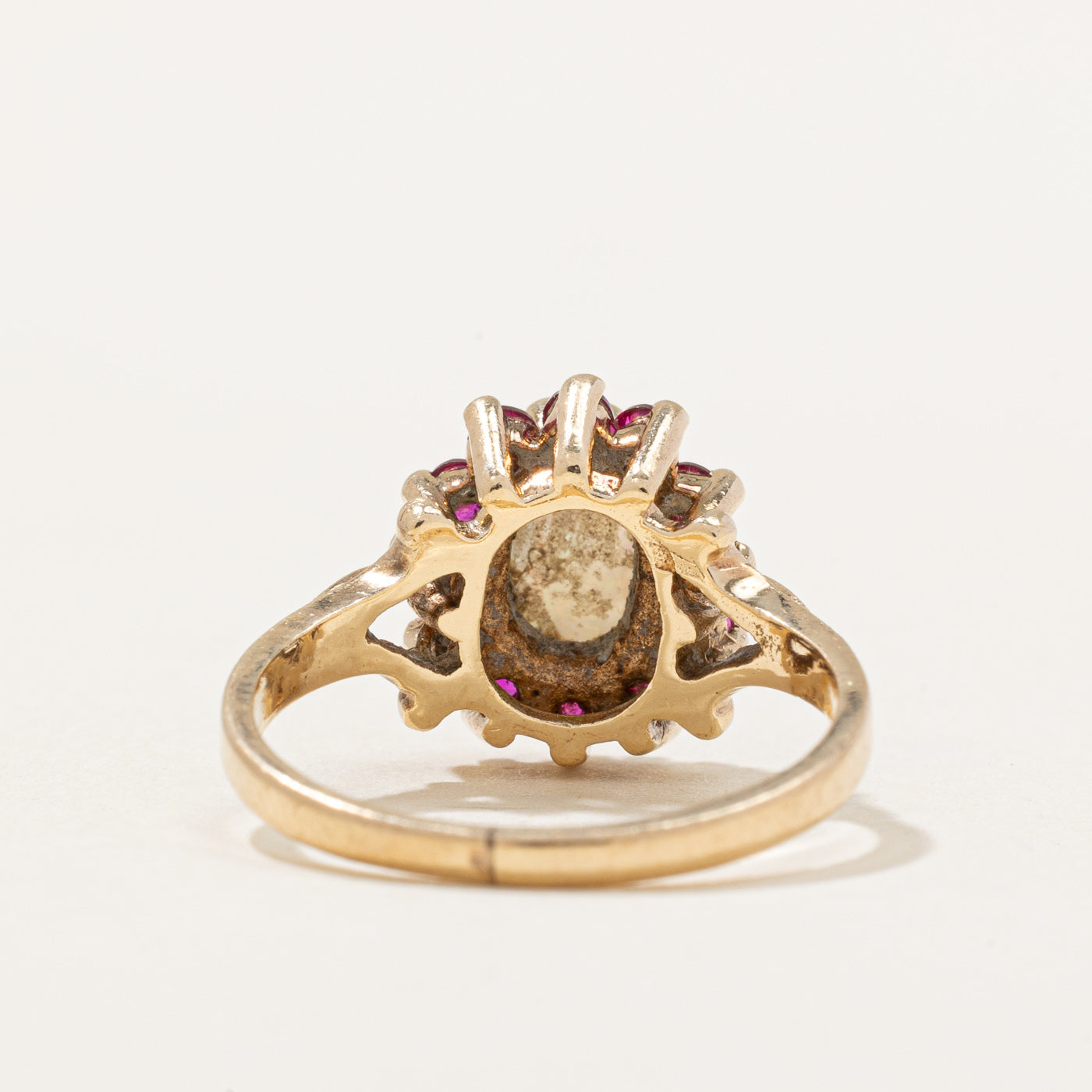 Opal & Synthetic Ruby Halo Ring | 0.31ct, 0.30ctw | SZ 5.25 |