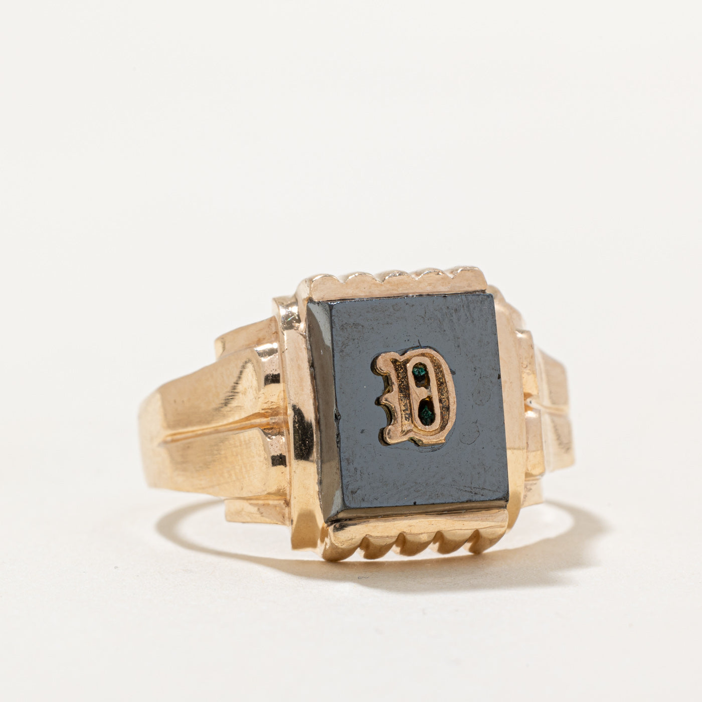 Hematite 'D' Signet Ring | 5.00ct | SZ 12.25 |