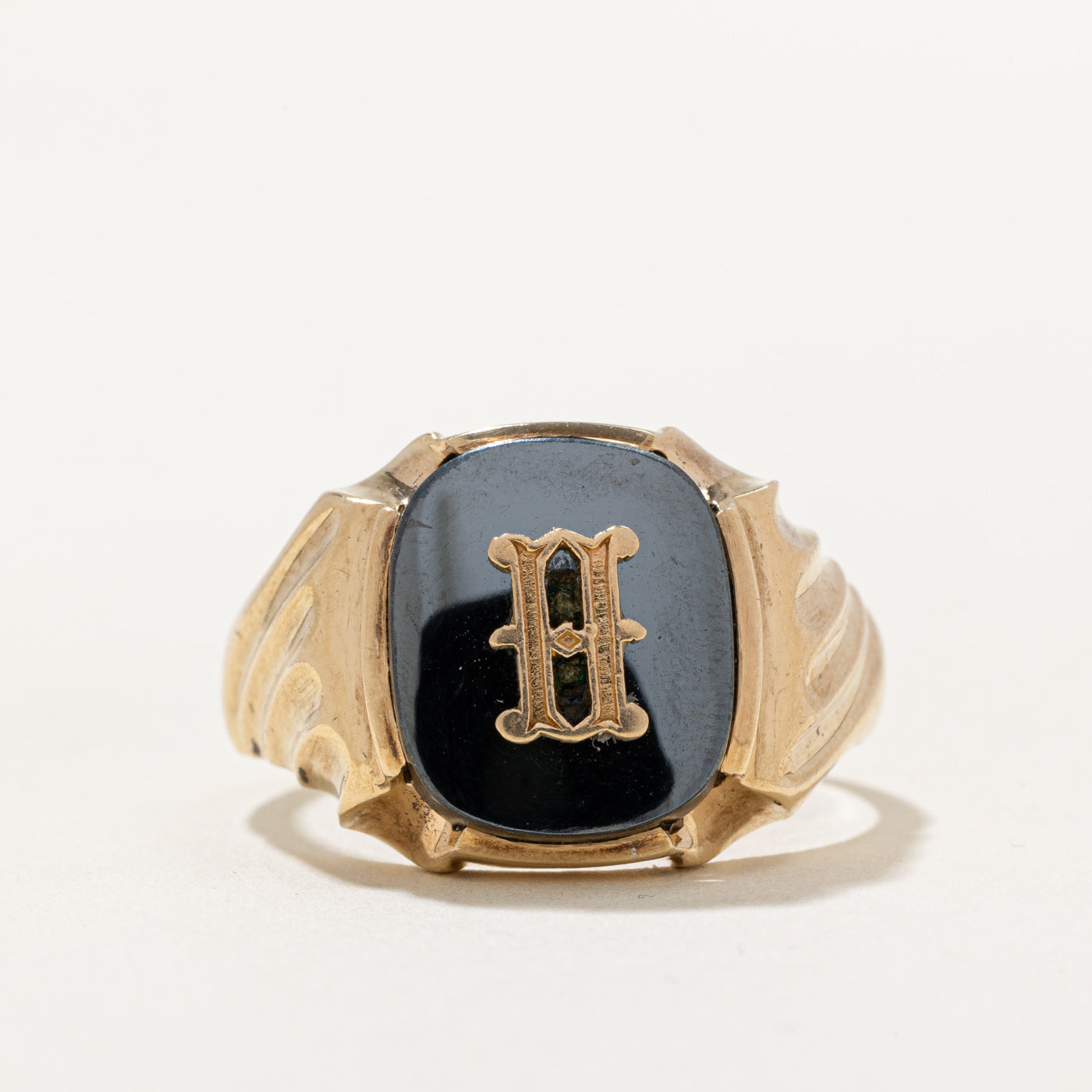 Hematite 'H' Signet Ring | 5.00 ct | SZ 11.75 |