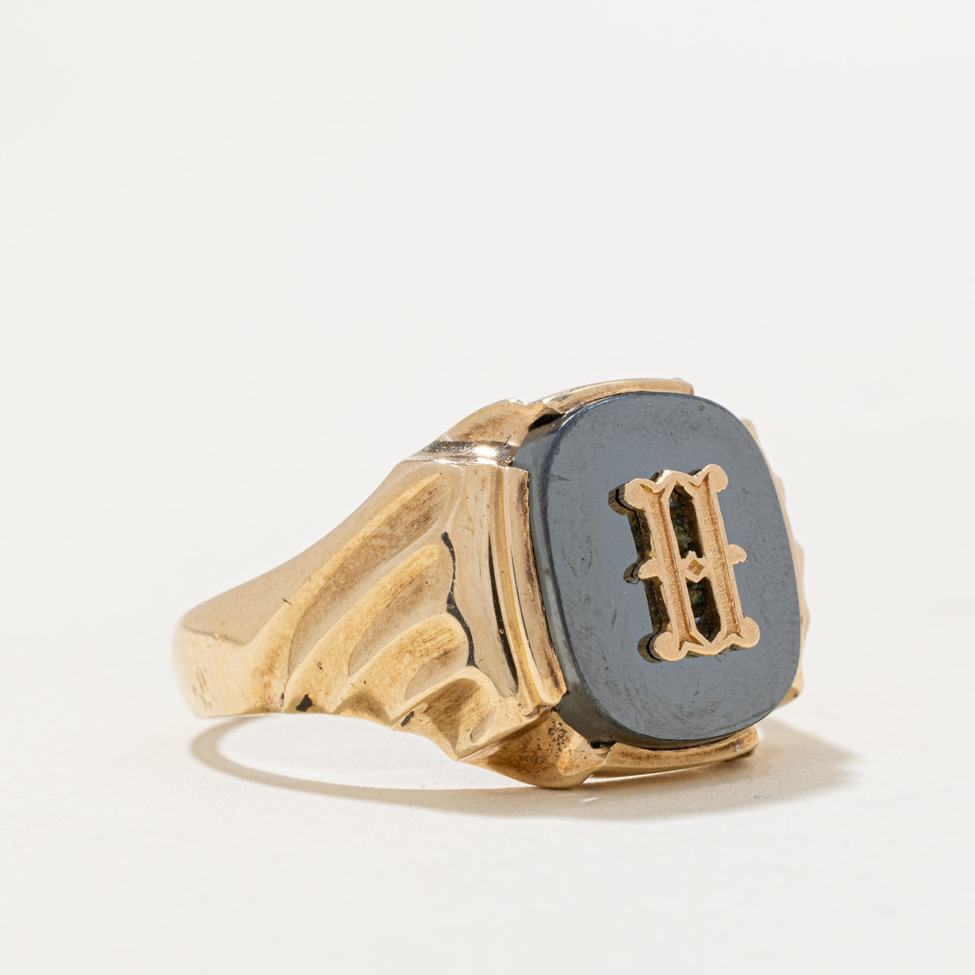 Hematite 'H' Signet Ring | 5.00 ct | SZ 11.75 |
