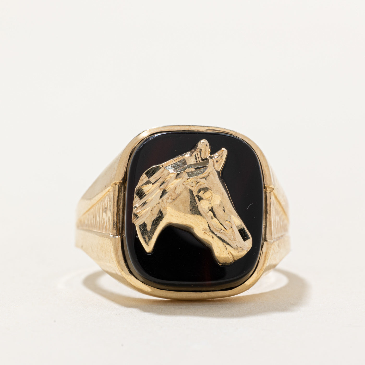 Onyx Horse Portrait Ring | 5.00ct | SZ 10.5 |