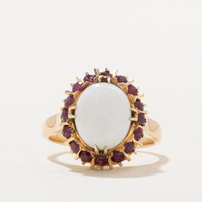 Opal & Ruby Halo Ring | 2.50ct, 0.28ctw | SZ 7.25 |