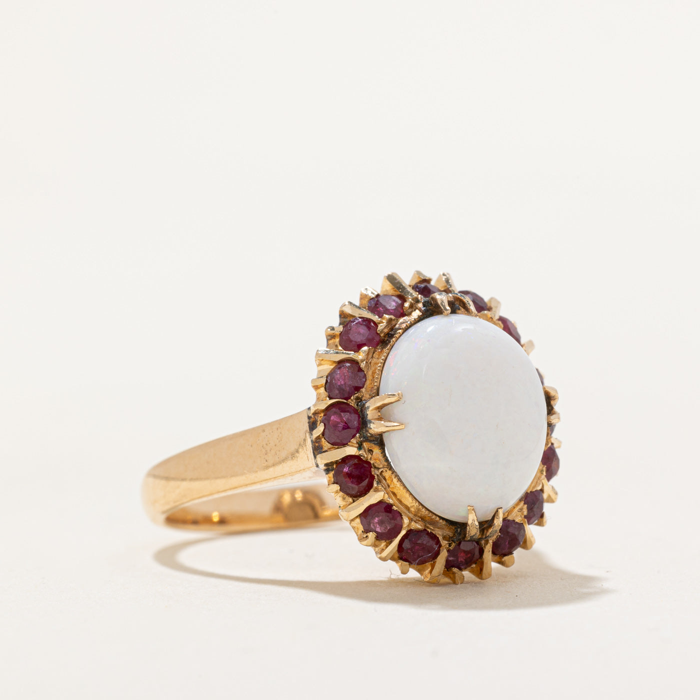 Opal & Ruby Halo Ring | 2.50ct, 0.28ctw | SZ 7.25 |