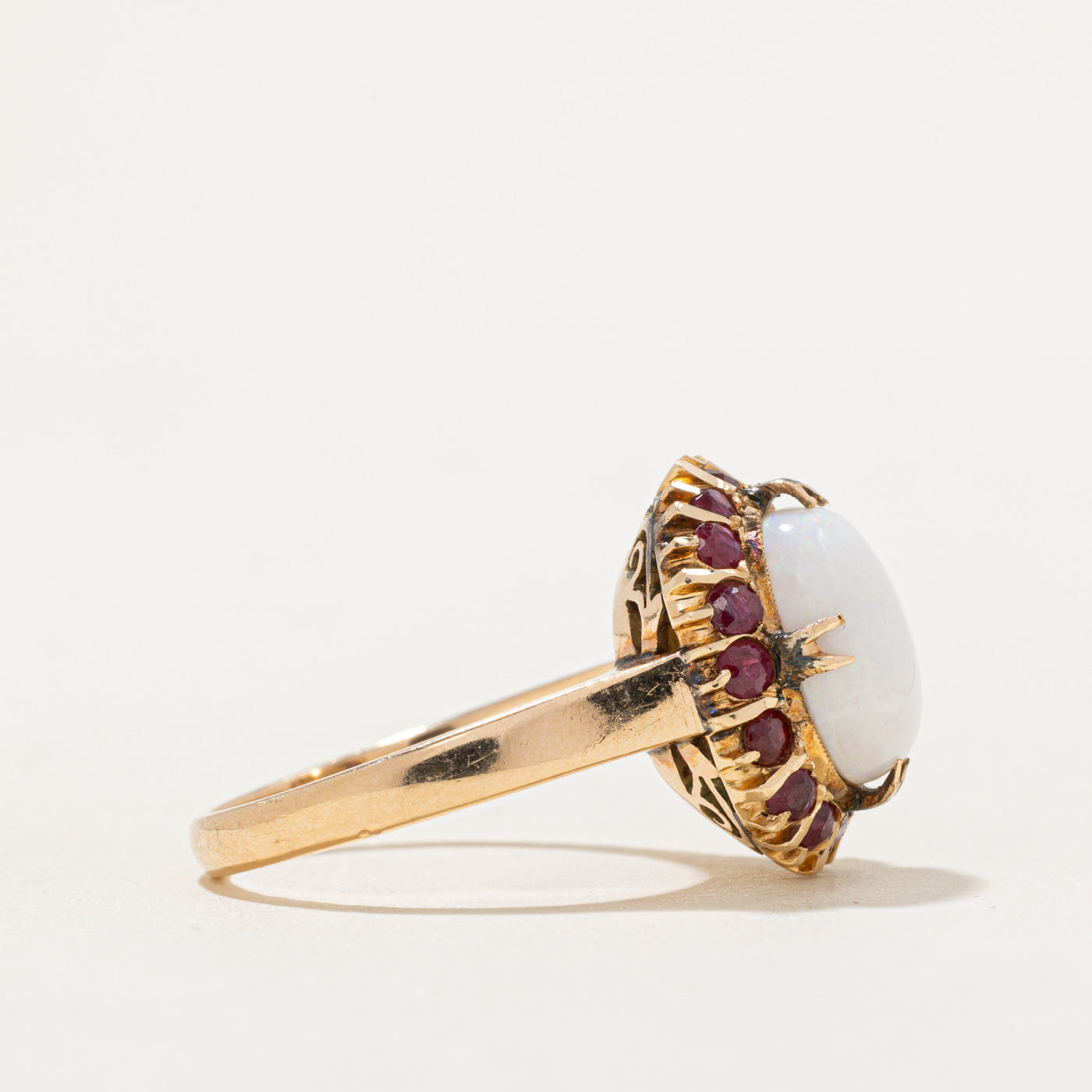 Opal & Ruby Halo Ring | 2.50ct, 0.28ctw | SZ 7.25 |