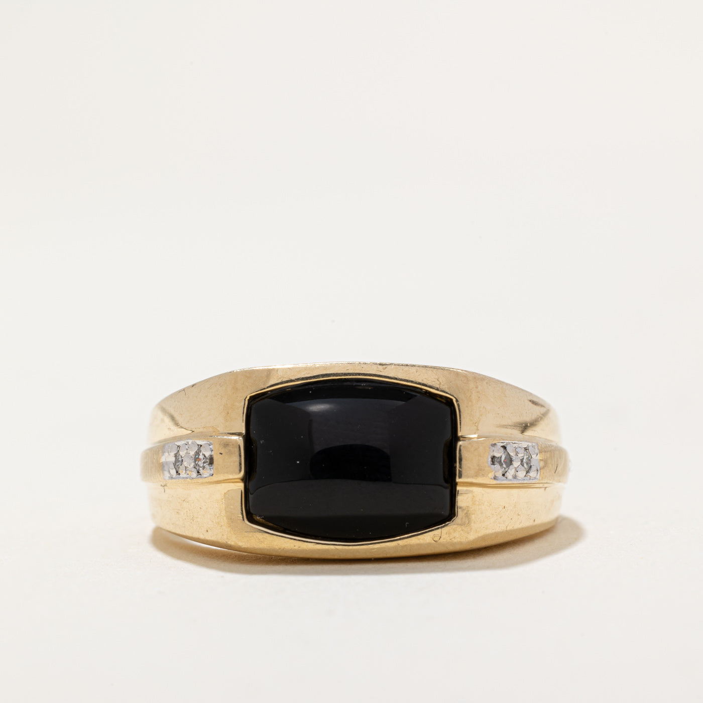 Onyx & Diamond Ring | 1.60ct, 0.02ctw | SZ 10.5 |