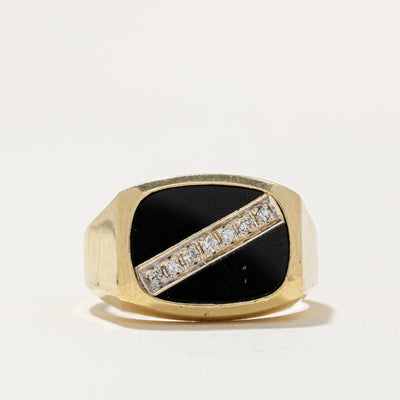 Onyx & Diamond Signet Ring | 1.20ct, 0.07ctw | SZ 9 |
