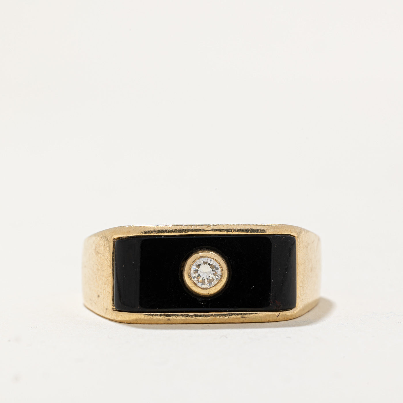 Onyx & Diamond Ring | 1.30ct, 0.07ct | SZ 9.75 |