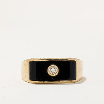 Onyx & Diamond Ring | 1.30ct, 0.07ct | SZ 9.75 |