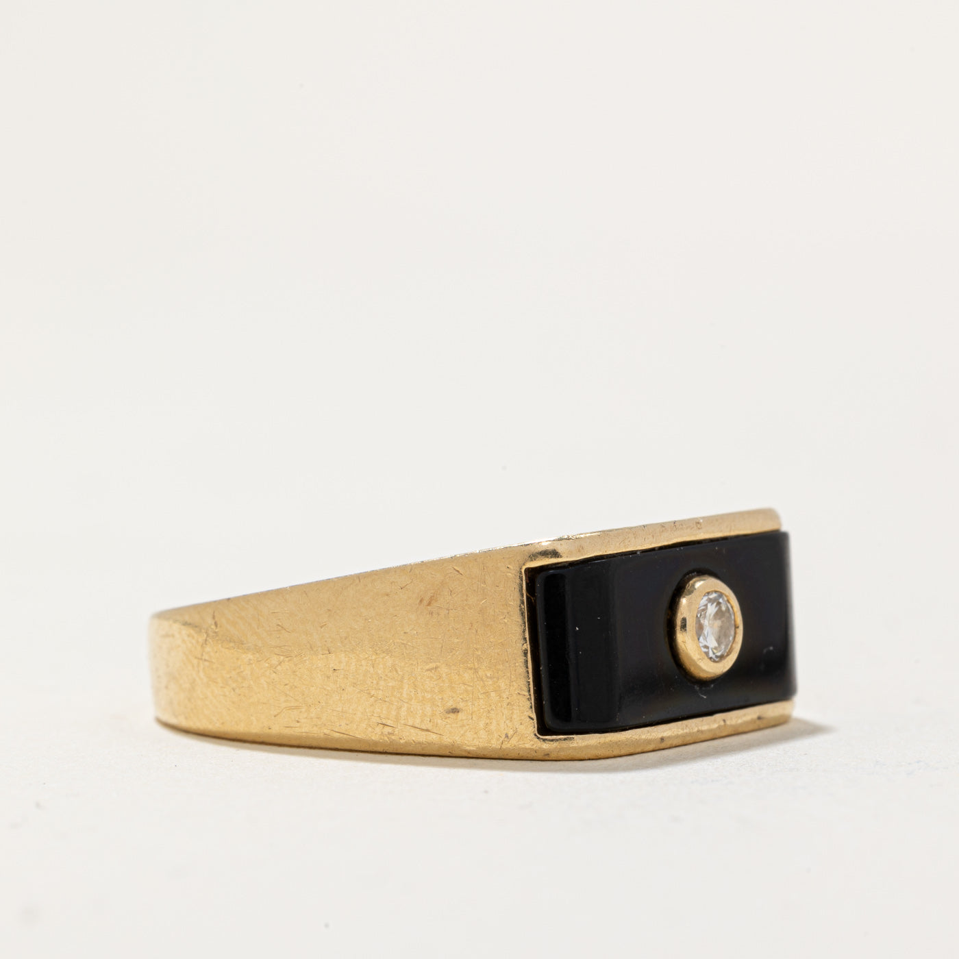 Onyx & Diamond Ring | 1.30ct, 0.07ct | SZ 9.75 |