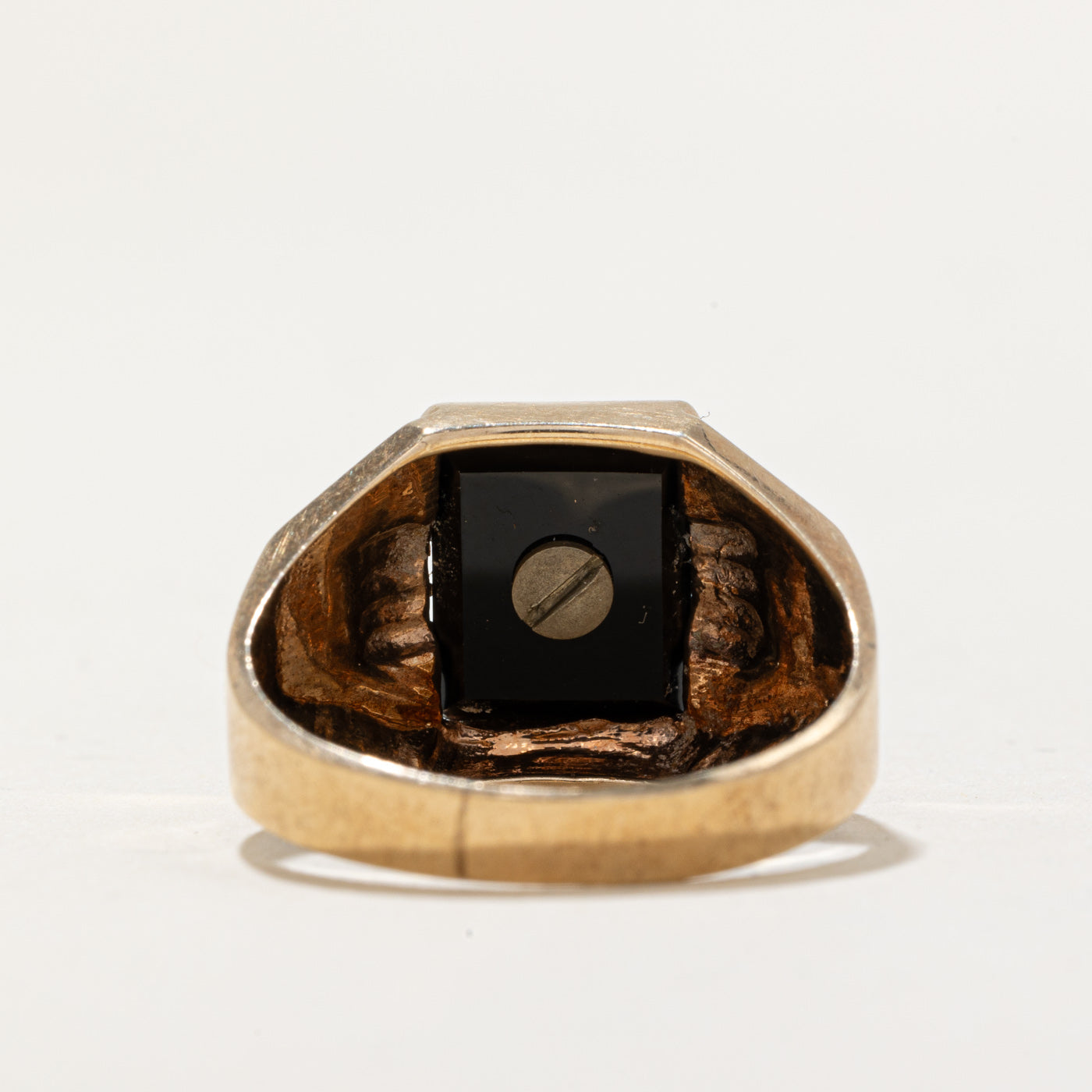 Bague chevalière en onyx « V » | 1,00 ct | Taille 6,5 |