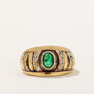 Emerald & Diamond Ring | 0.16ct, 0.05ctw | SZ 6.5 |