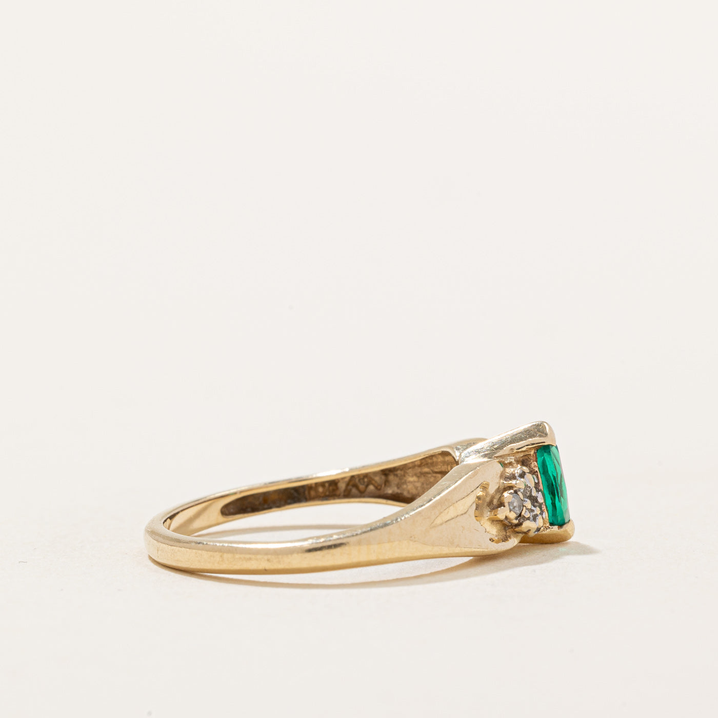 Synthetic Emerald & Natural Diamond Ring | 0.15ct, 0.01ctw | SZ 6.25 |