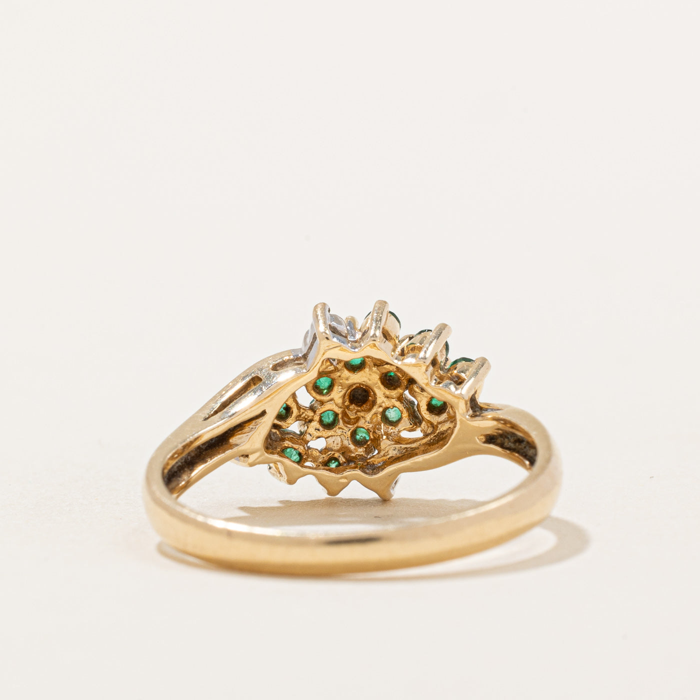 Emerald & Diamond Cluster Ring | 0.15ctw, 0.06ctw | SZ 6.75 |