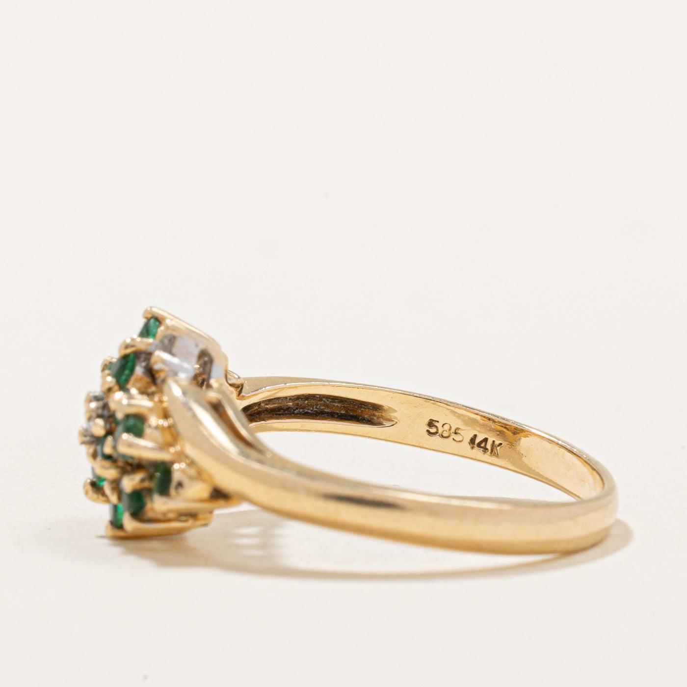 Emerald & Diamond Cluster Ring | 0.15ctw, 0.06ctw | SZ 6.75 |