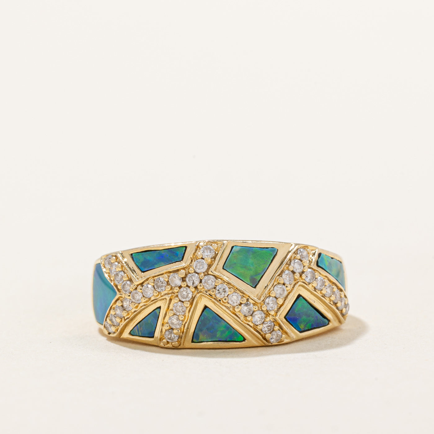 Opal Slab & Diamond Ring | 0.40ctw, 0.17ctw | SZ 7 |