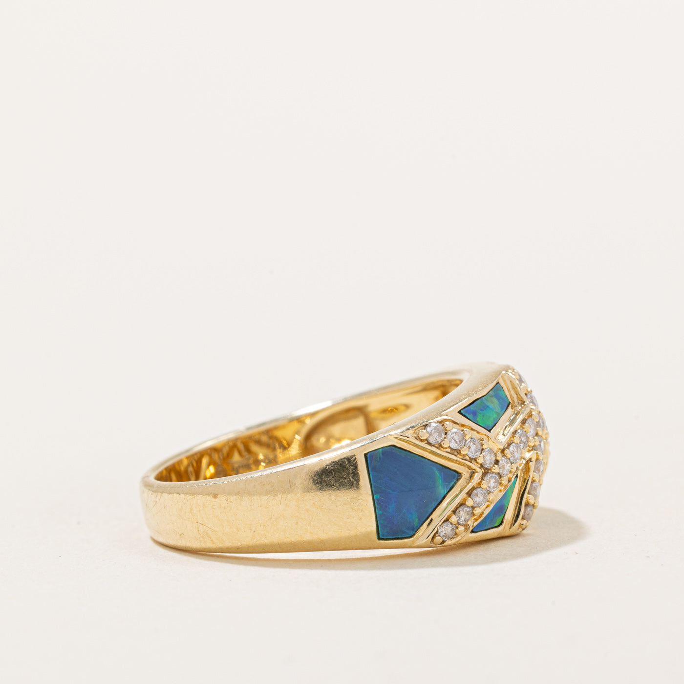 Opal Slab & Diamond Ring | 0.40ctw, 0.17ctw | SZ 7 |
