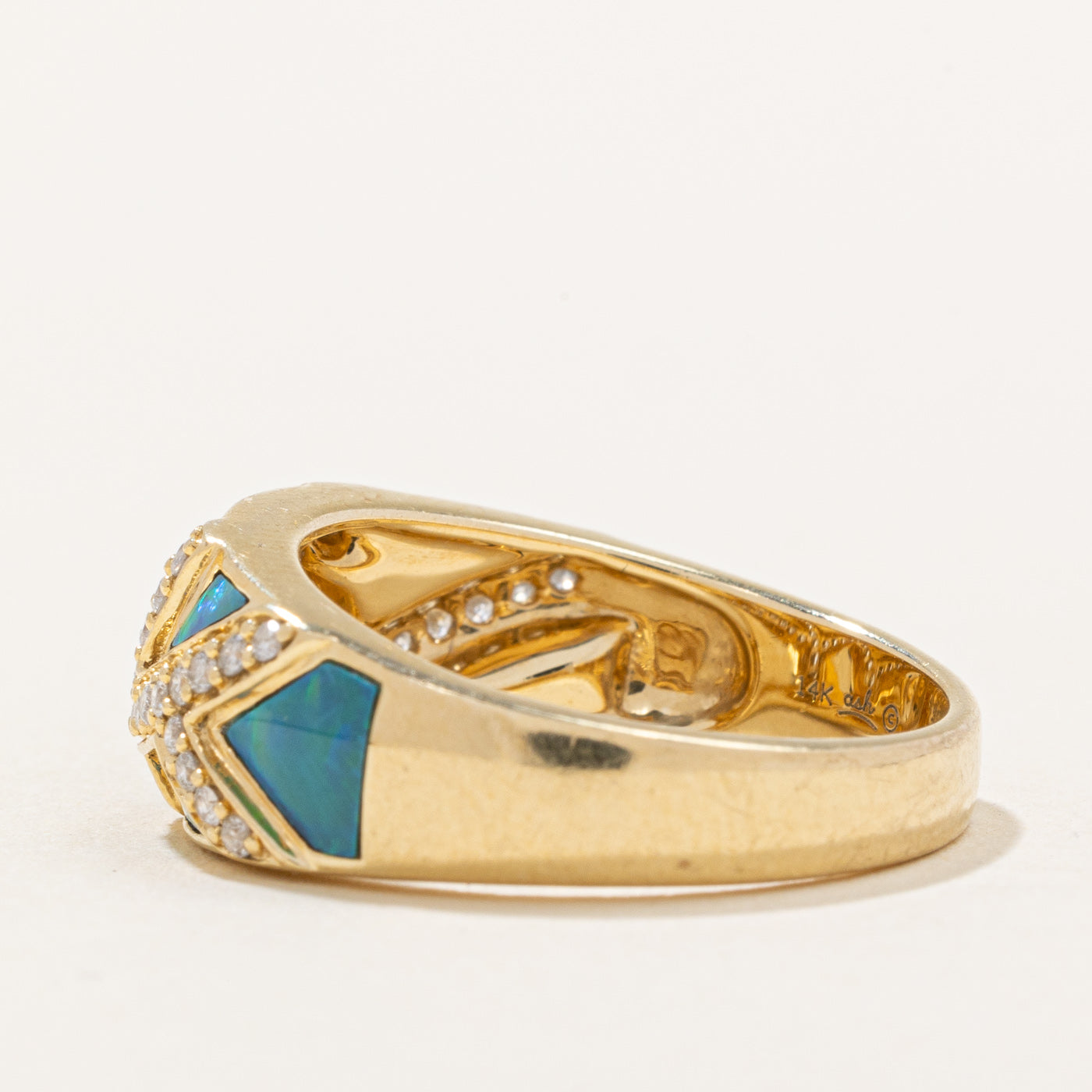 Opal Slab & Diamond Ring | 0.40ctw, 0.17ctw | SZ 7 |