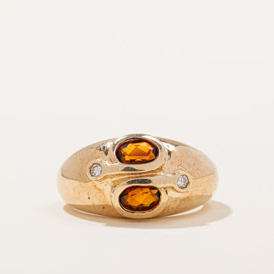 Mandarin Citrine & Diamond Cocktail Ring | 0.76ctw, 0.05ctw | SZ 8 |
