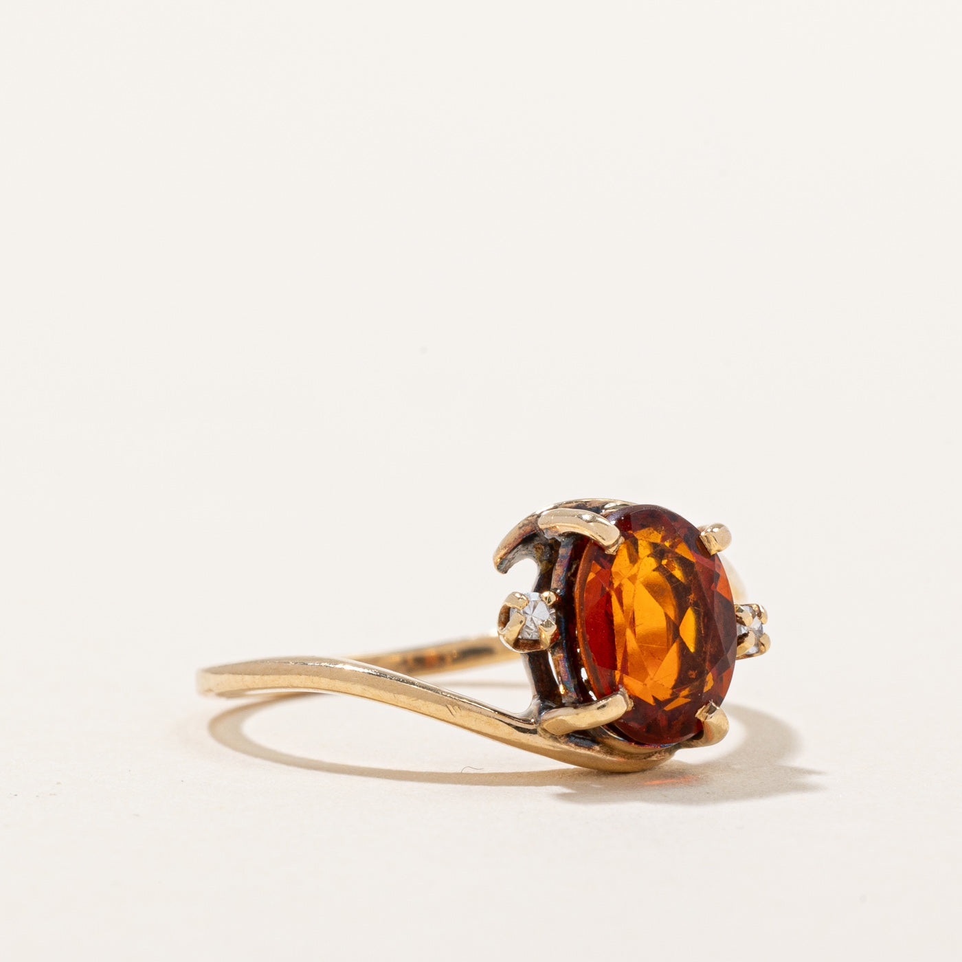 Mandarin Citrine & Diamond Ring | 1.08ct, 0.04ctw | SZ 6.25 |