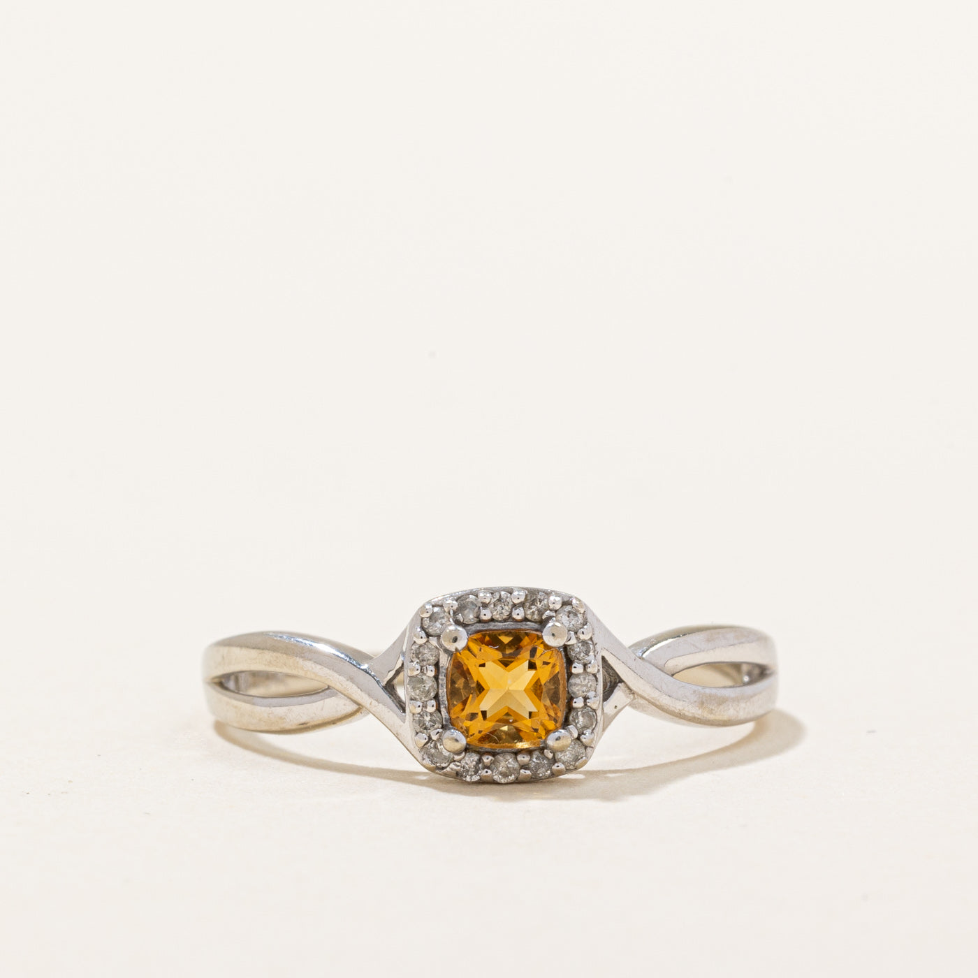 Citrine & Diamond Halo Ring | 0.30ct, 0.08ctw | SZ 7.5 |