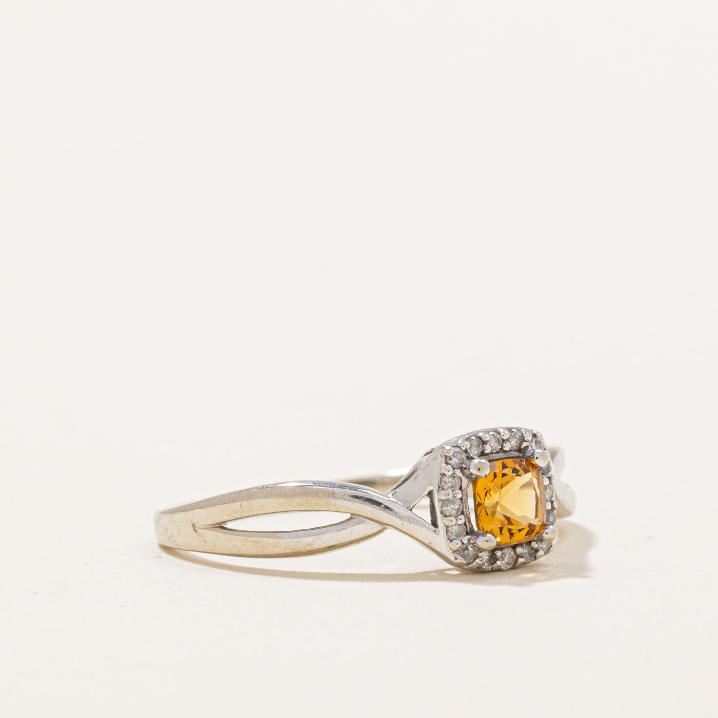 Citrine & Diamond Halo Ring | 0.30ct, 0.08ctw | SZ 7.5 |