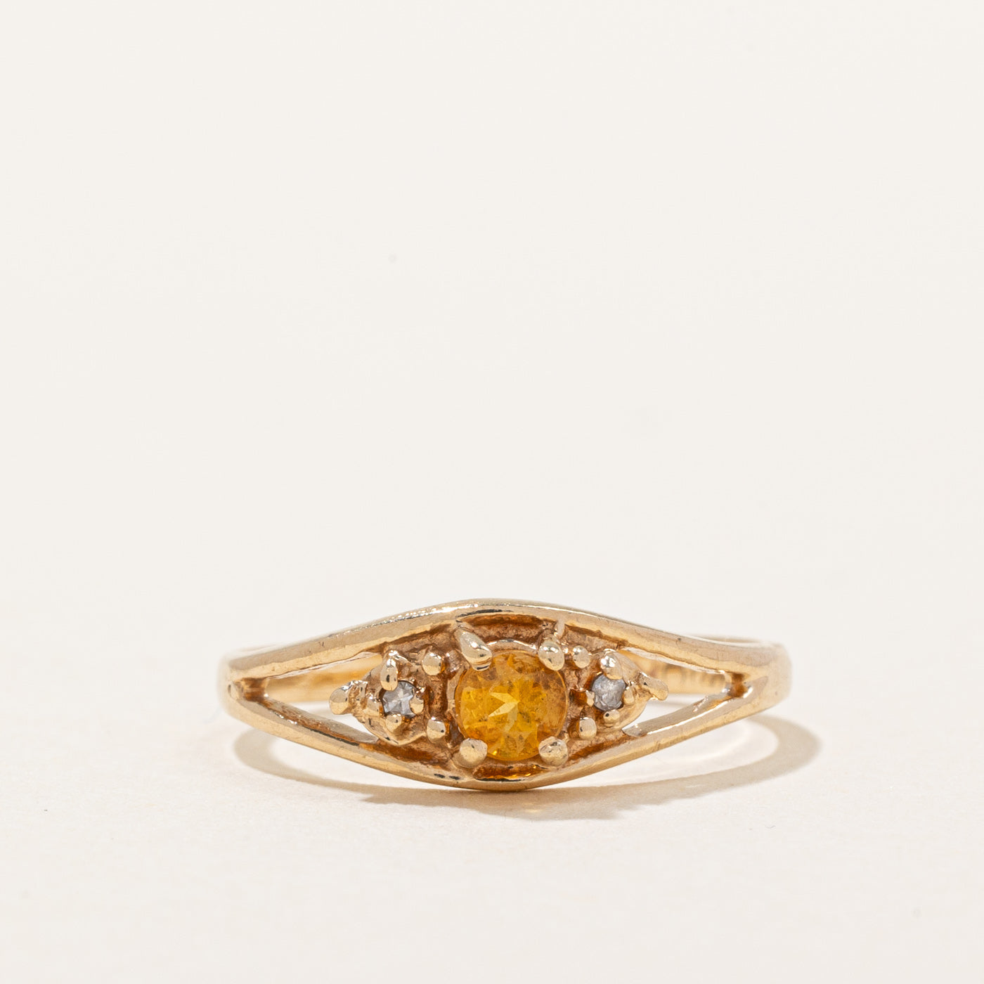 Citrine & Diamond Ring | 0.10ct, 0.01ctw | SZ 3.5 |