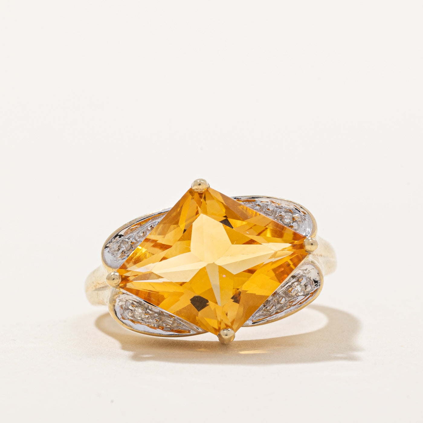 Citrine & Diamond Cocktail Ring | 4.25ct, 0.02ctw | SZ 6.75 |