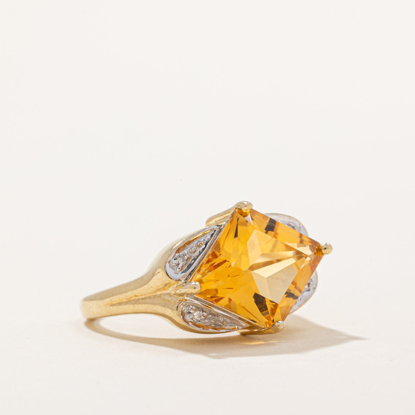 Citrine & Diamond Cocktail Ring | 4.25ct, 0.02ctw | SZ 6.75 |