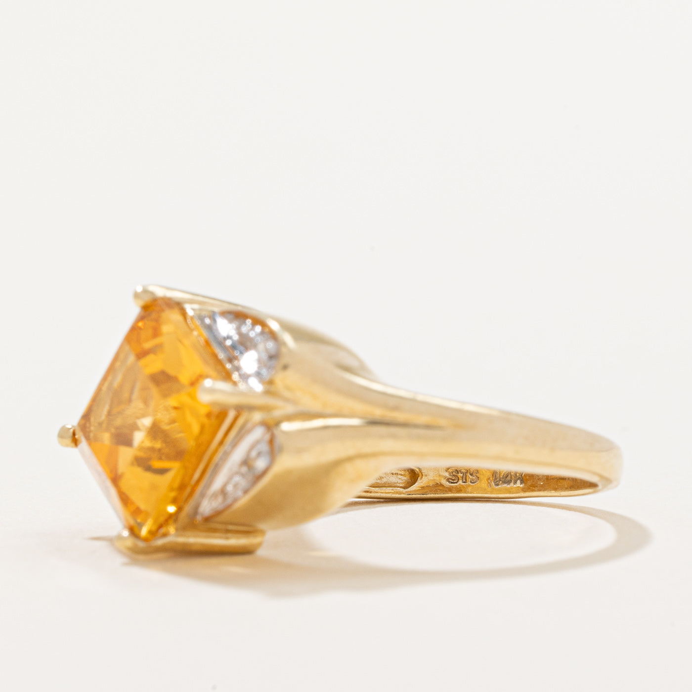 Citrine & Diamond Cocktail Ring | 4.25ct, 0.02ctw | SZ 6.75 |