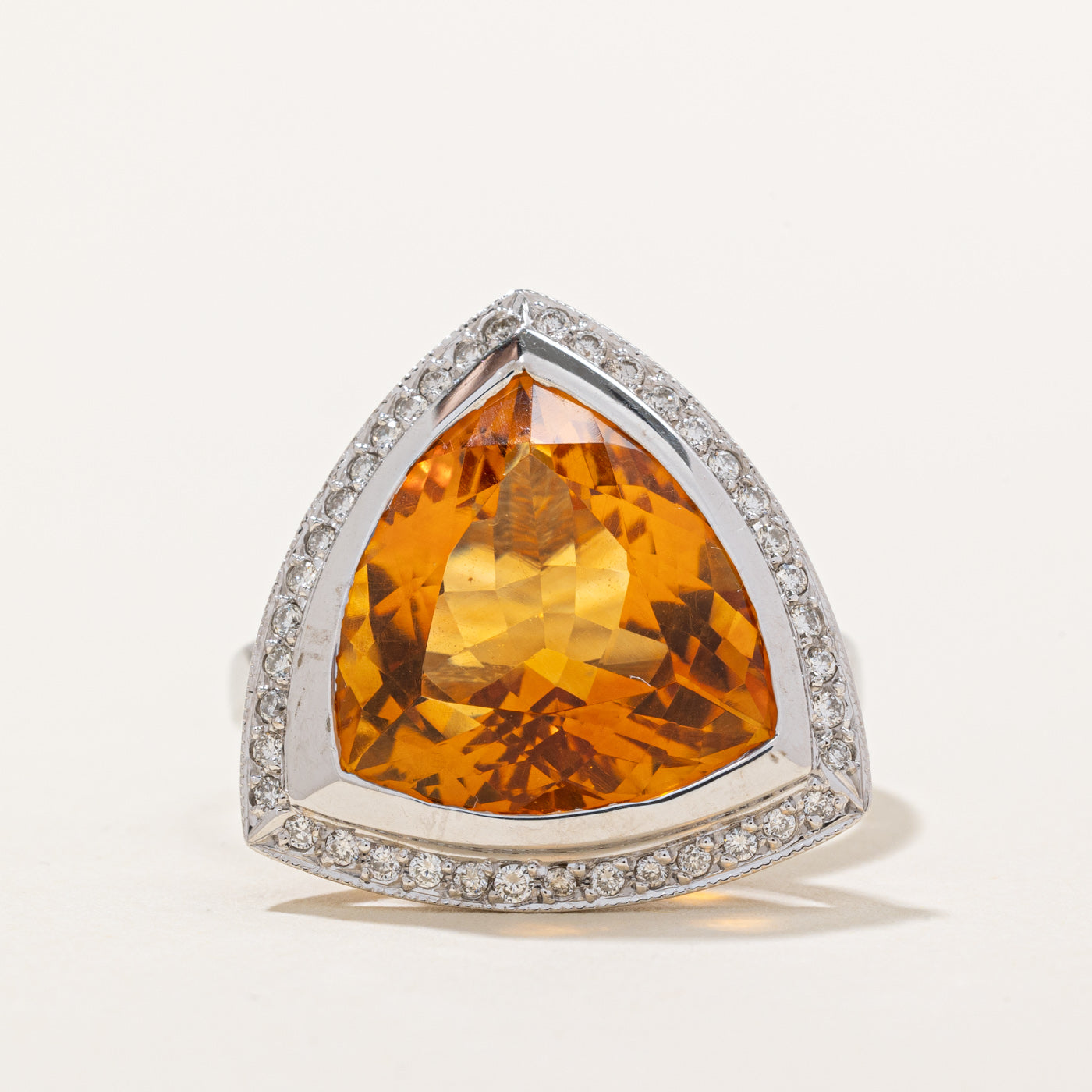 Citrine & Diamond Halo Cocktail Ring | 8.00ct, 0.20ctw | SZ 8.75 |