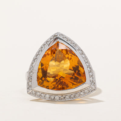 Citrine & Diamond Halo Cocktail Ring | 8.00ct, 0.20ctw | SZ 8.75 |