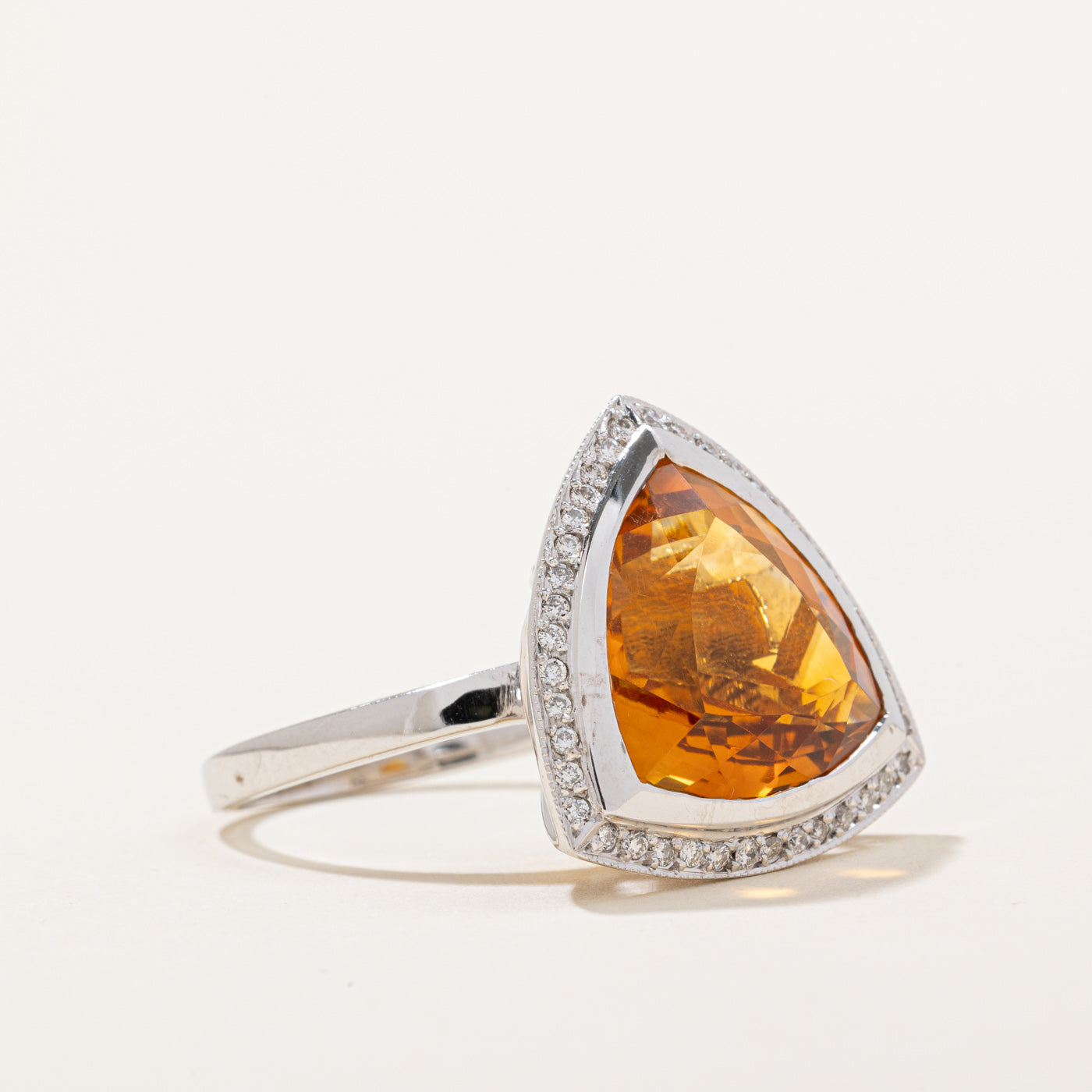 Citrine & Diamond Halo Cocktail Ring | 8.00ct, 0.20ctw | SZ 8.75 |