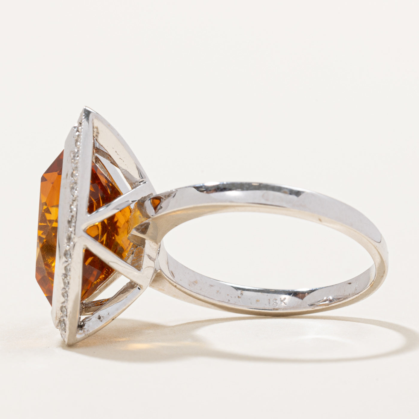 Citrine & Diamond Halo Cocktail Ring | 8.00ct, 0.20ctw | SZ 8.75 |