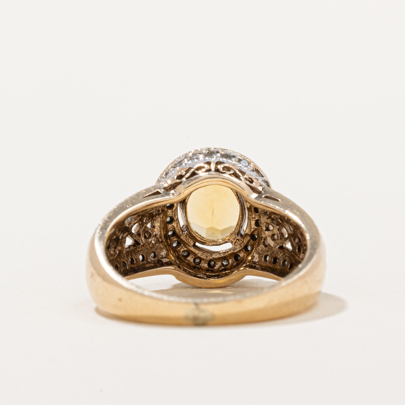 Citrine & Diamond Halo Ring | 0.80ct, 0.18ctw | SZ 6.25 |