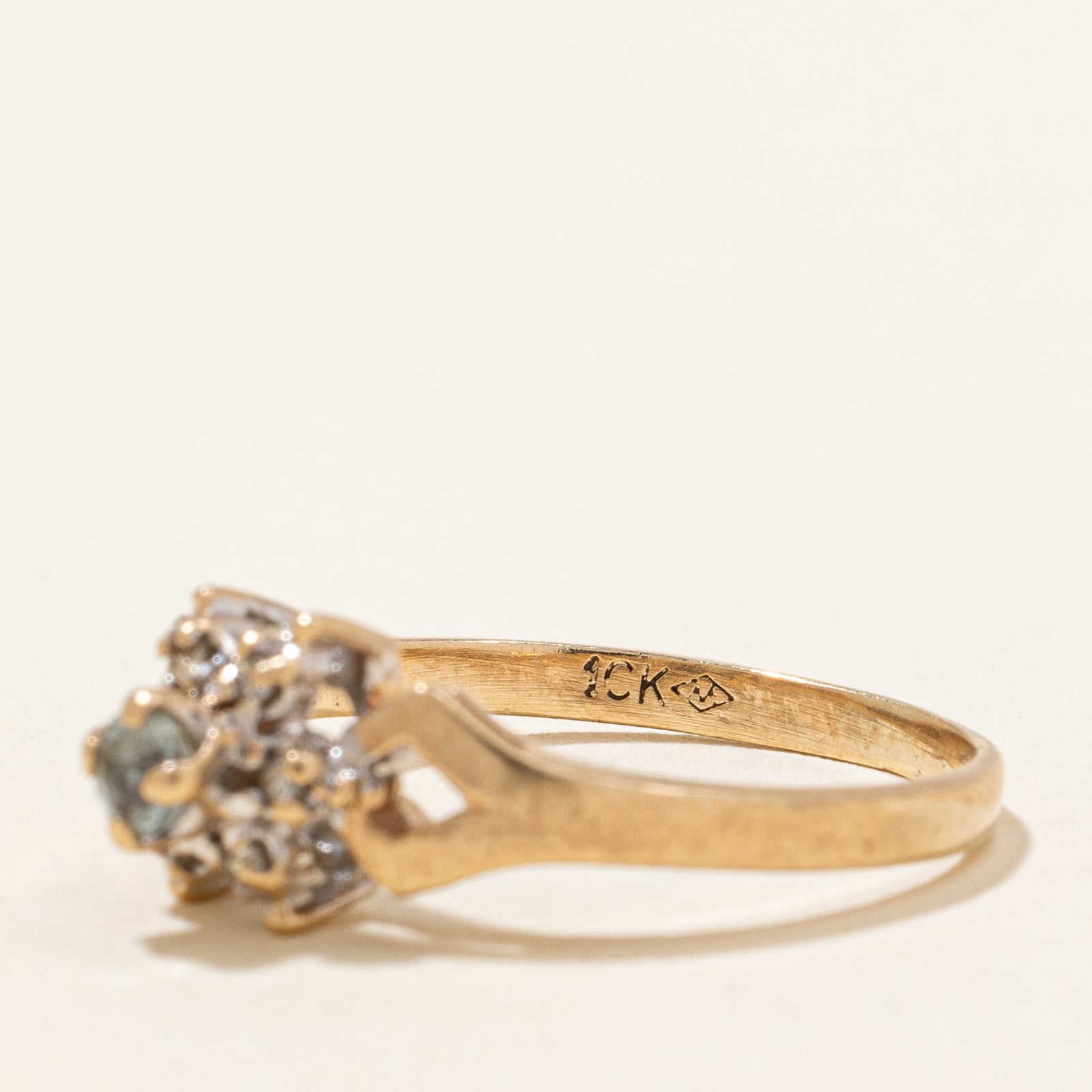 Aquamarine & Diamond Flower Ring | 0.06ct, 0.03ctw | SZ 4.75 |