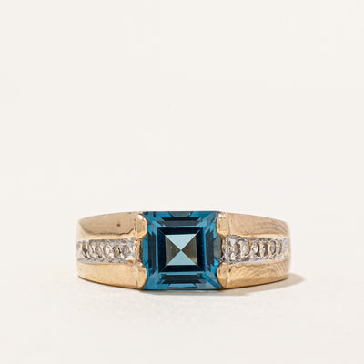 Blue Topaz & Diamond Ring | 1.80ct, 0.06ctw | SZ 7.25 |