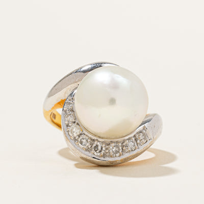 Cultured Pearl & Diamond Ring | 11.00ct, 0.22ctw | SZ 6 |