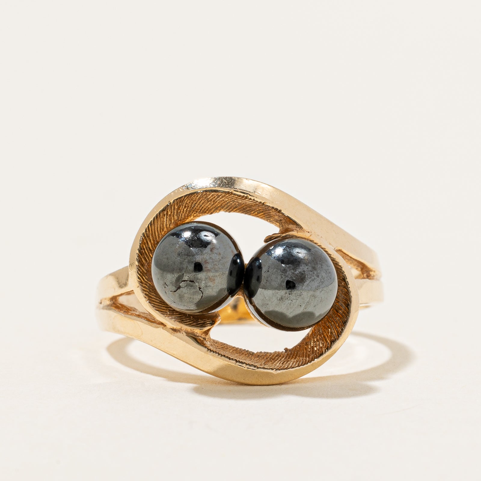 Hematite Double Sphere Ring | 5.00ctw | SZ 6.25 |